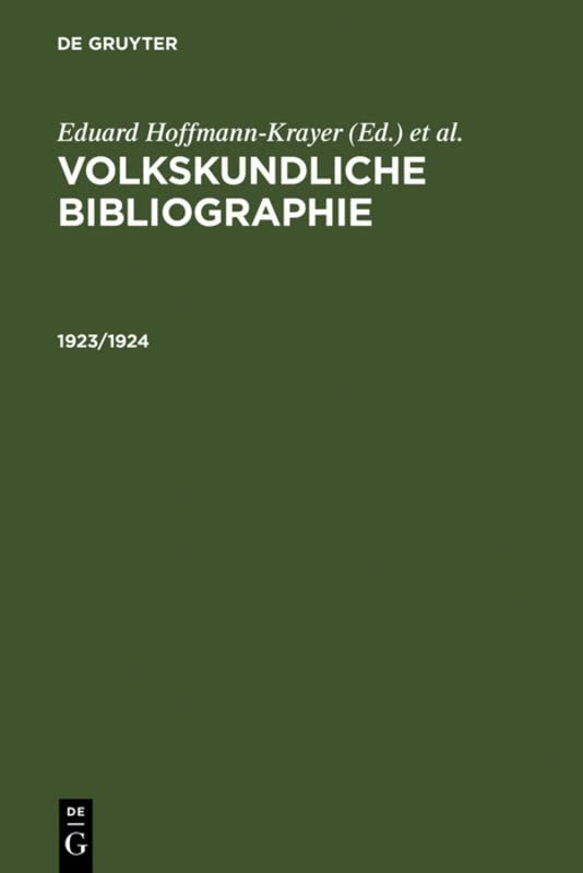 1923/1924 (Volkskundliche Bibliographie)