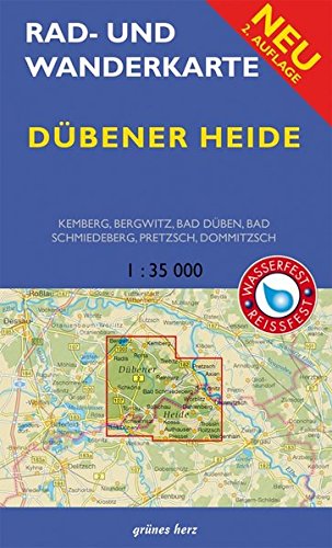 Rad- und Wanderkarte Dübener Heide: Maßstab 1:35.000. Wasser- und reißfest.