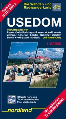 Nordland Karten, Usedom: Mit Ortsplänen von Peenemünde, Karlshagen, Trassenheide, Zinnowitz, Zempin, Koserow, Loddin, Ückeritz, Usedom, Bansin, Heringsdorf, Ahlbeck und Swinemünde