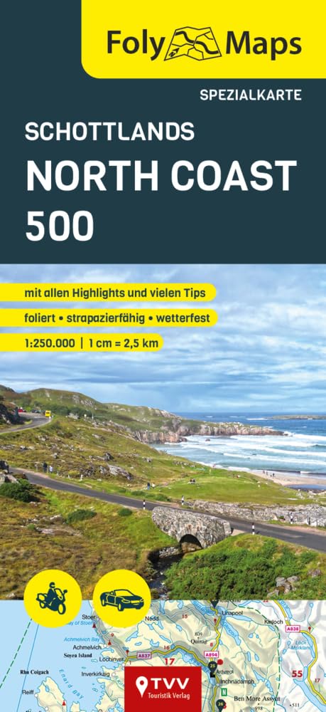 FolyMaps Karte Schottlands North Coast 500: Spezialkarte 1:250 000