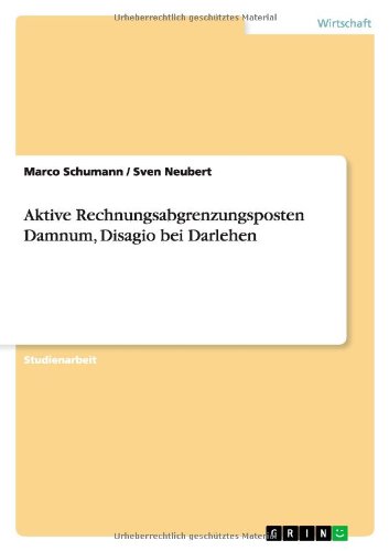 Aktive Rechnungsabgrenzungsposten Damnum, Disagio bei Darlehen