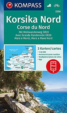 KOMPASS Wanderkarte Korsika Nord, Corse du Nord, Weitwanderweg GR20: 3 Wanderkarten 1:50000 im Set inklusive Karte zur offline Verwendung in der ... (KOMPASS-Wanderkarten, Band 2250)