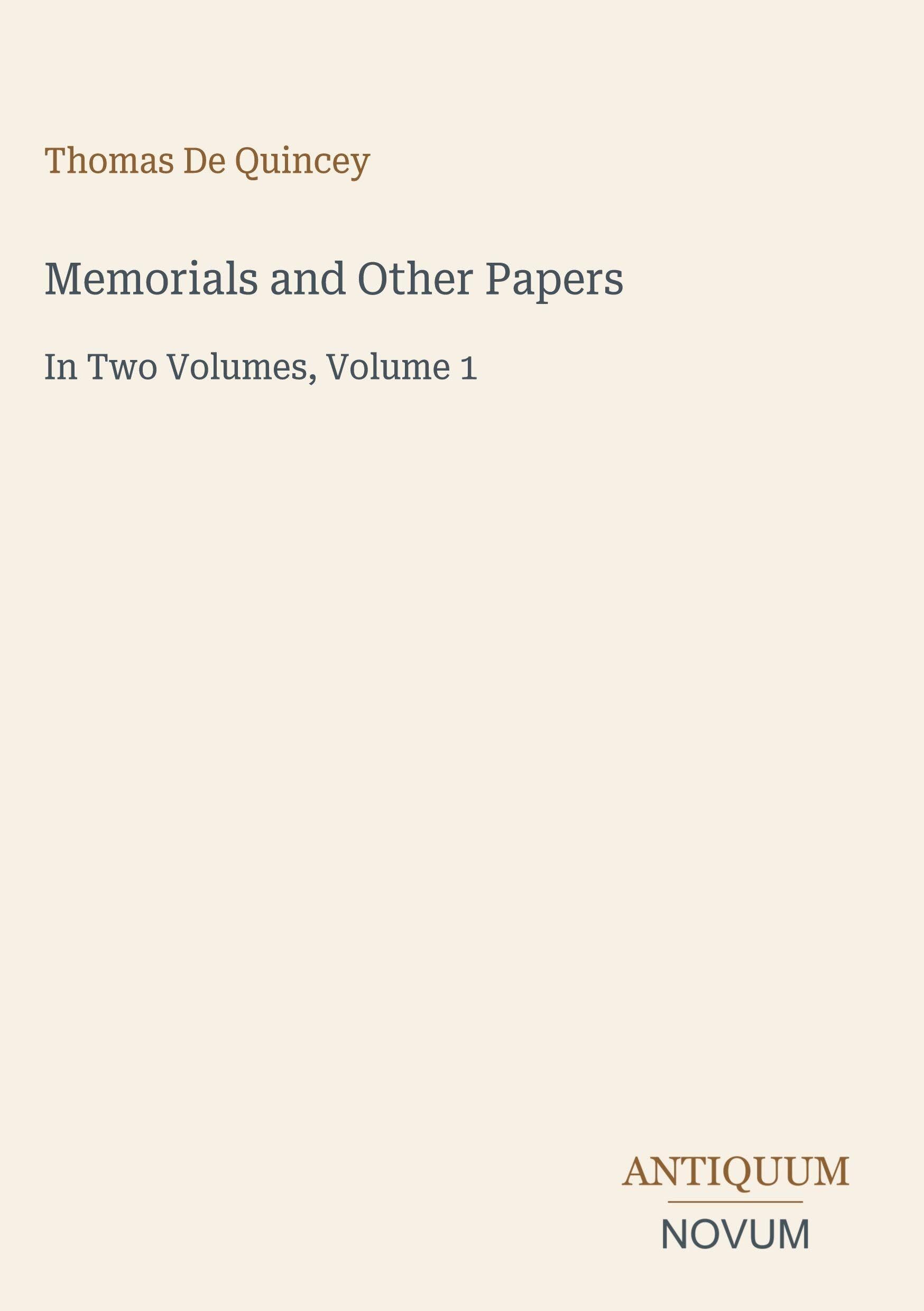 Memorials and Other Papers