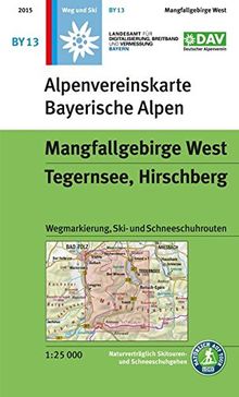 Mangfallgebirge West, Tegernsee, Hirschberg: Topographische Karte 1:25.000, Wegmarkierung, Ski- und Schneeschuhrouten (Alpenvereinskarten)