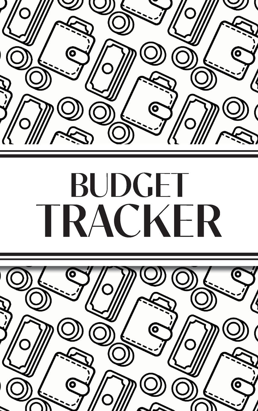 Budget Tracker (White and Black Money Outlines): 6x9 Hardcover Monthly Finance Organizer for Expenses, Savings, and Debt; Manage Your Money Notebook