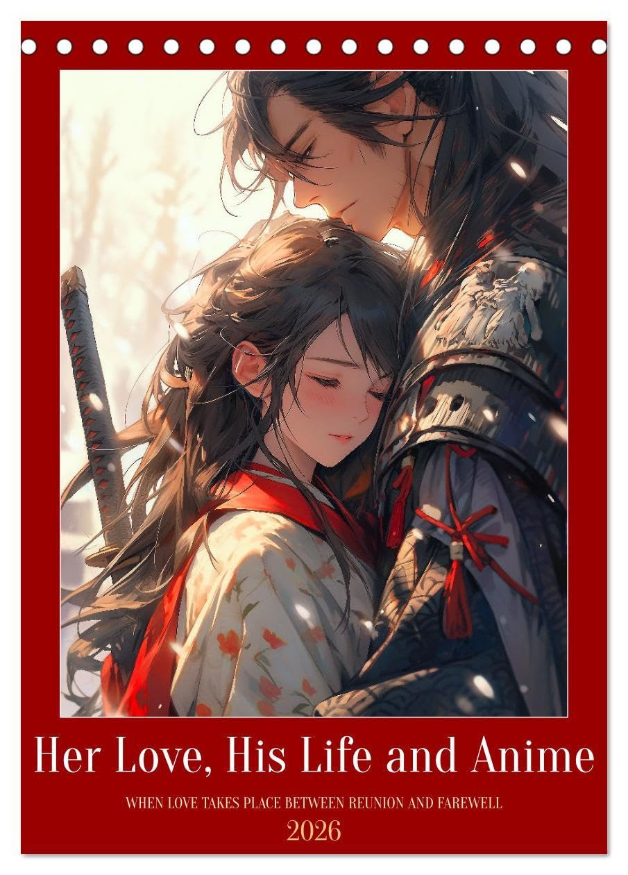 Her Love, His Life and Anime (Desk Calendar 2026 DIN A5 portrait), CALVENDO 12 Month DeskCalendar: Various love scenes captured in the popular anime manga style