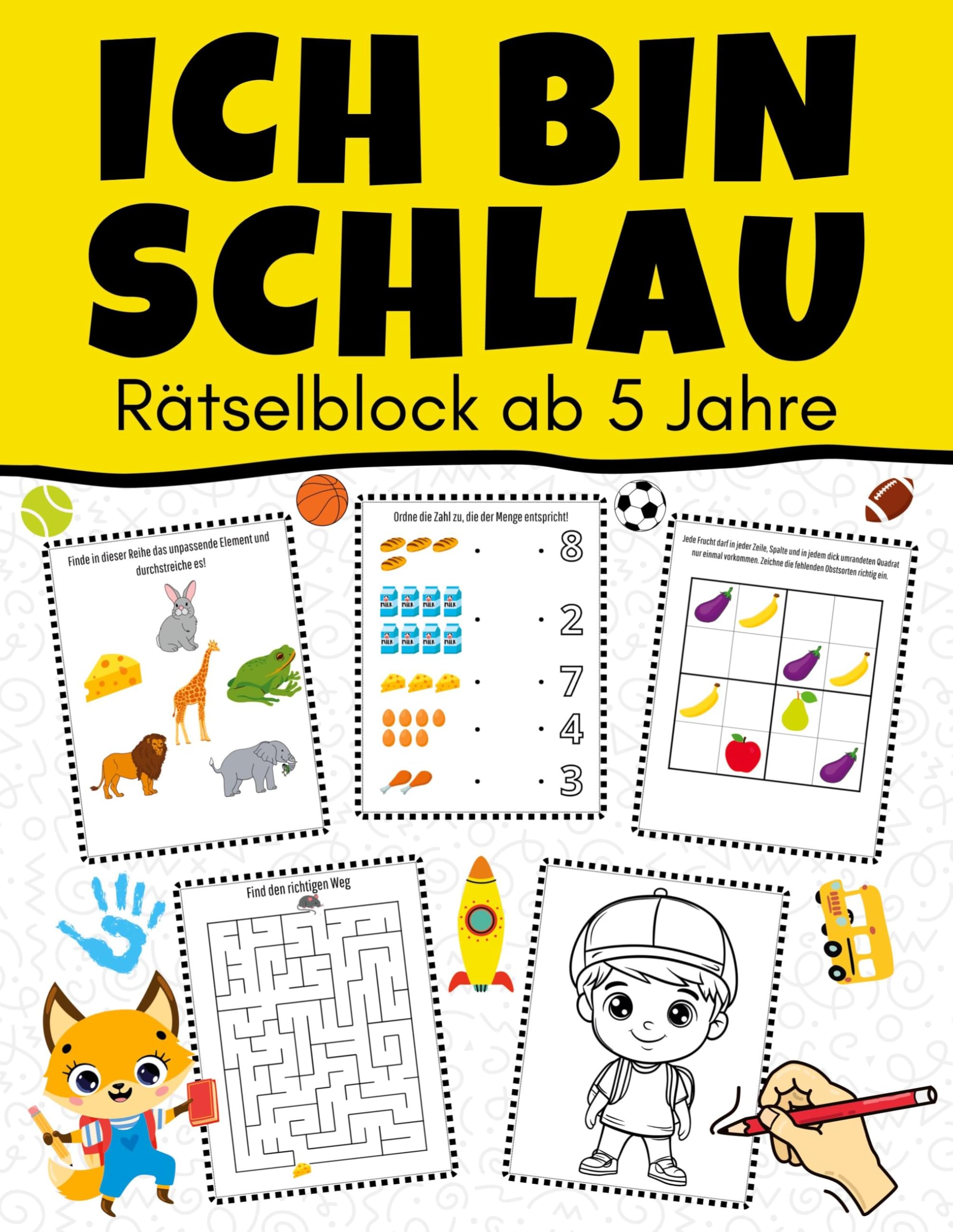 Ich bin schlau - Rätselblock ab 5 Jahre: Rätselspaß für Kinder: 50