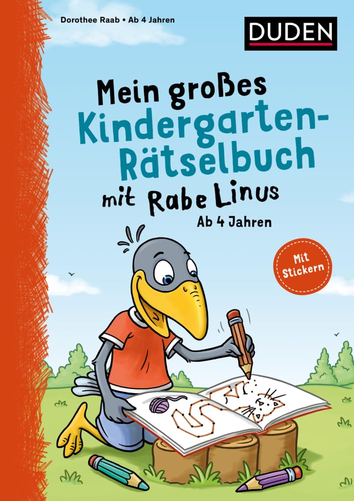 Mein großes Kindergarten-Rätselbuch mit Rabe Linus - ab 4 Jahren: Mit Stickern (Mein großer Lernspaß mit Rabe Linus)