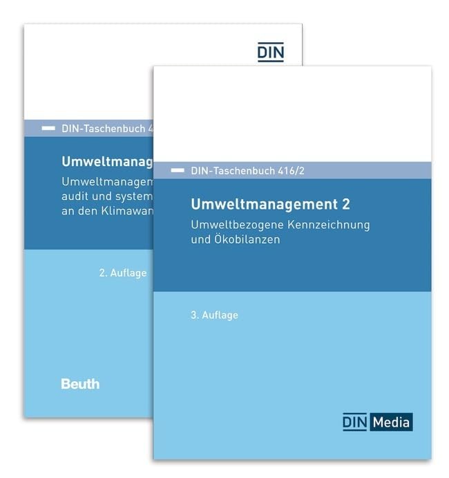 Umweltmanagement: Paket DIN-Taschenbuch 416/1 und 416/2 Umweltmanagementsysteme, Umweltaudit und systematische Anpassung an den Klimawandel; Umweltbezogene Kennzeichnung und Ökobilanzen