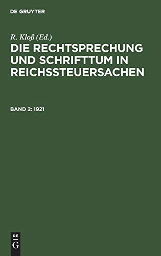 1921 (Die Rechtsprechung und Schrifttum in Reichssteuersachen)