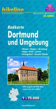 Radkarte Dortmund u. Umgebung 1:75.000, wasserfest und reißfest, GPS-tauglich mit UTM-Netz