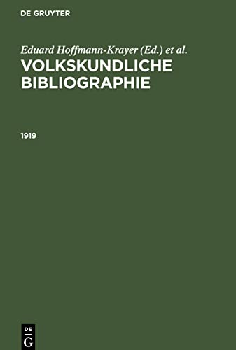 1919: VKB-B (Volkskundliche Bibliographie)