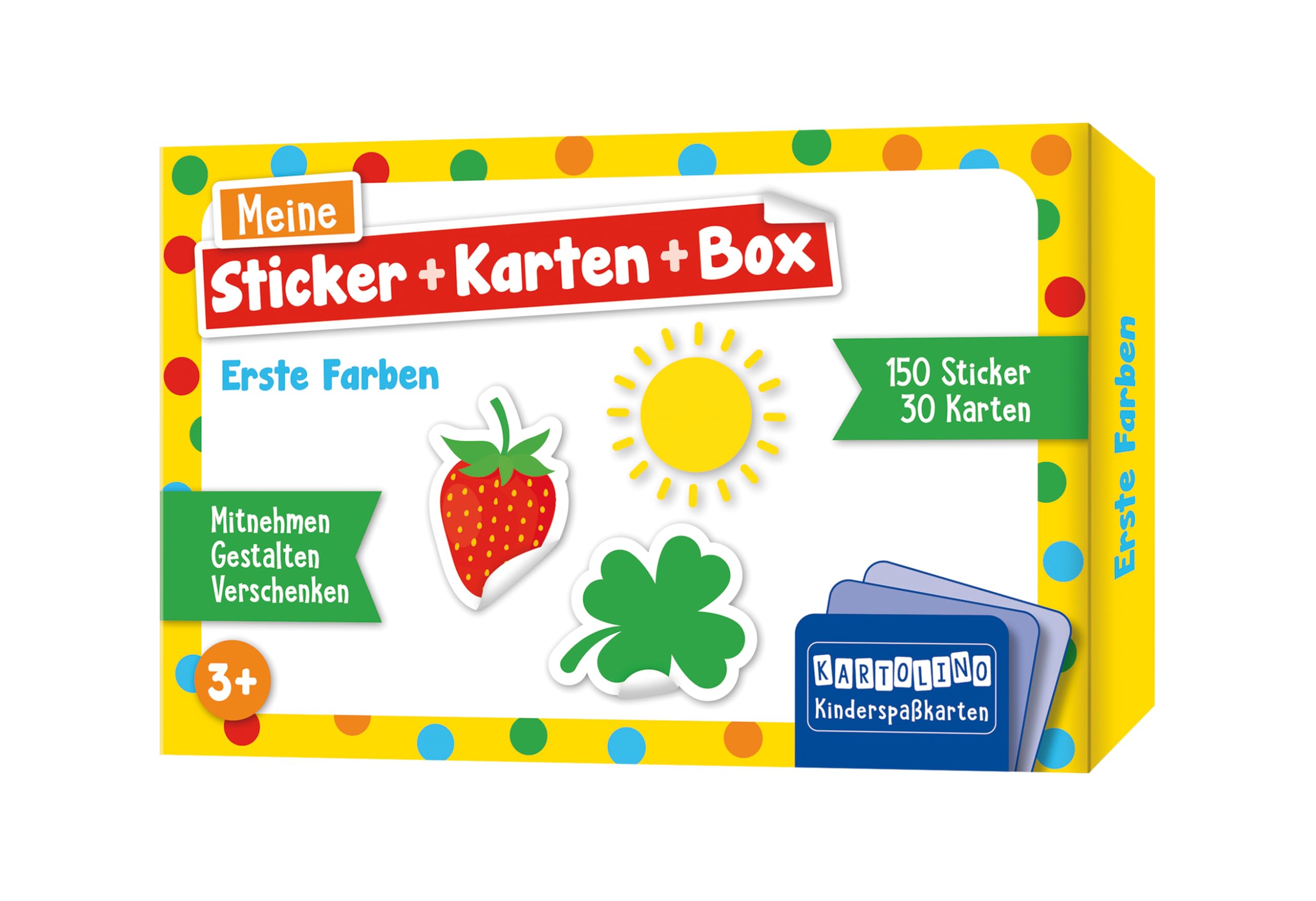 Meine Sticker + Karten + Box - Erste Farben: Mitnehmen, gestalten, verschenken (KARTOLINO Kinderspaßkarten: Meine Sticker+Karten+Box)