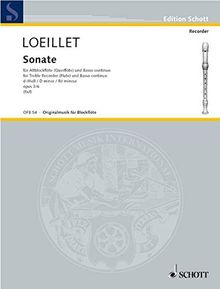 Sechs Sonaten: Nr. 6 d-Moll. op. 3. Alt-Blockflöte (Flöte, Oboe, Violine) und Basso continuo; Violoncello/Viola da gamba ad lib.. (Edition Schott)