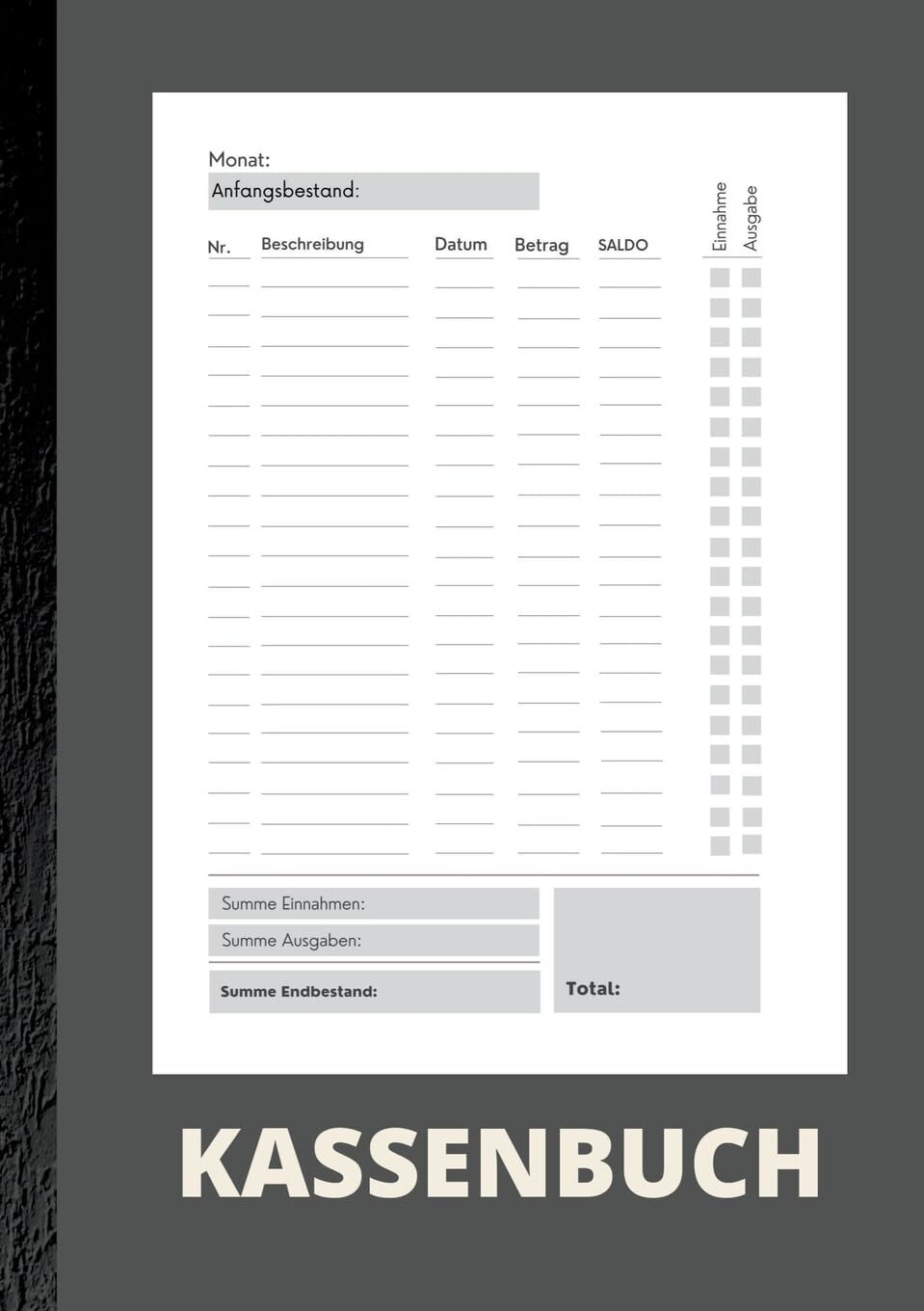 Kassenbuch A5- Einfaches Einnahmen und Ausgaben Buch für Selbständige, Kleinunternehmer und Vereine