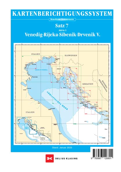 Berichtigung Sportbootkarten Satz 7: Adria 1 (Ausgabe 2023): Venedig - Rijeka - Sibenik - Drvenik V.