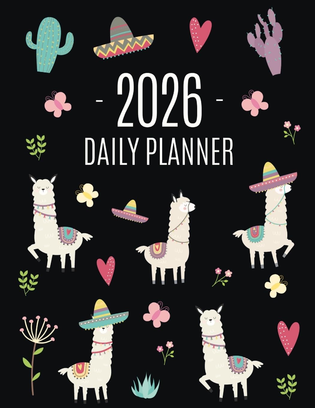 Llama Planner 2026: Cute 2026 Alpaca & Cactus Daily Organizer | January-December (12 Months) | Funny Farm Animal Agenda