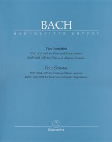 Vier Sonaten -BWV 1034-1035 für Flöte und Basso continuo. BWV 1030, 1032 für Flöte und obligates Cembalo-.BÄRENREITER URTEXT.Spielpartitur(en), Stimmensatz, Urtextausgabe, Sammelband