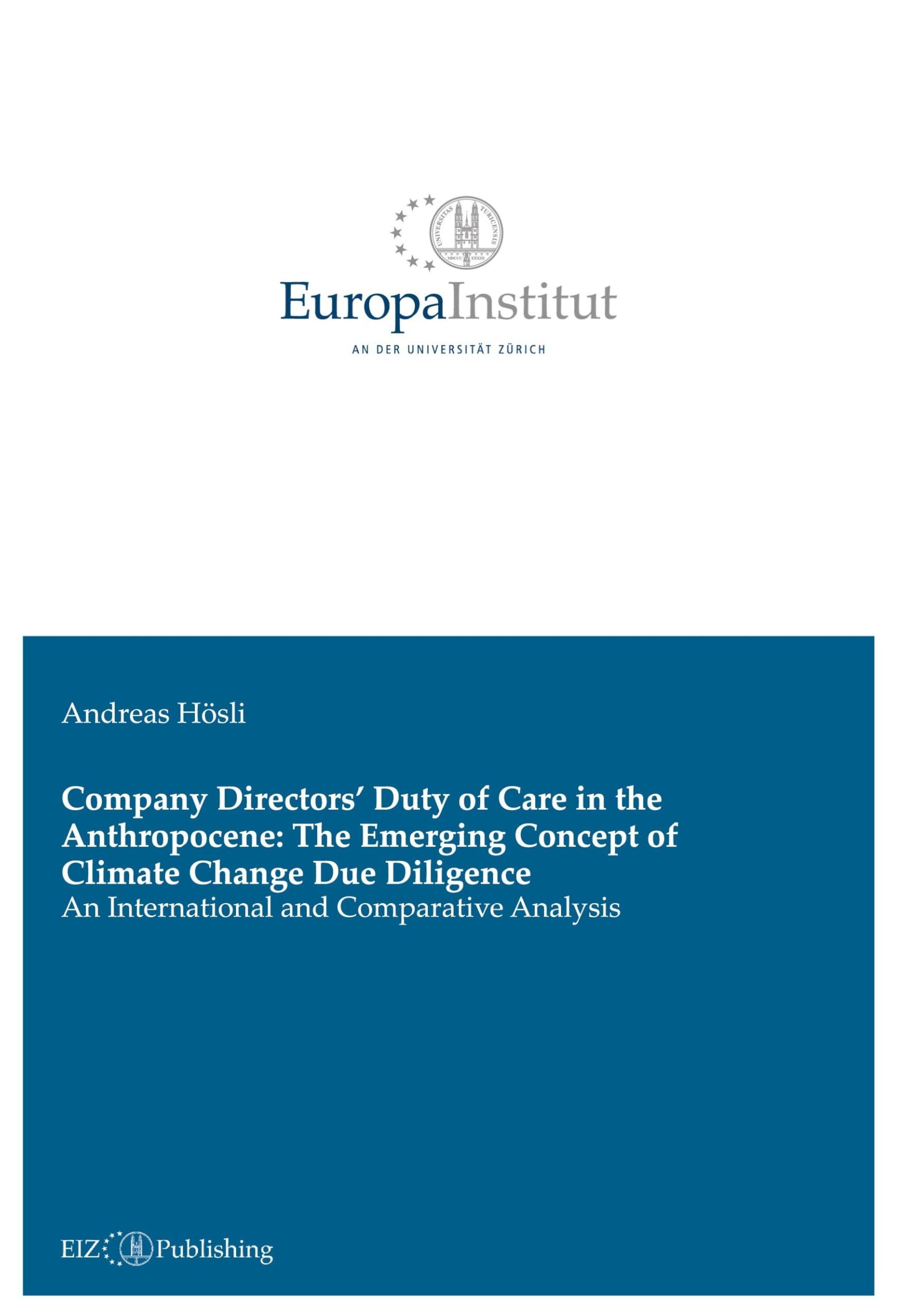 Company Directors' Duty of Care in the Anthropocene: The Emerging Concept of Climate Change Due Diligence