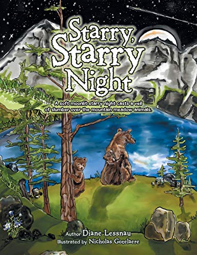Starry, Starry Night: A Soft Moonlit Starry Night Casts a Veil of Slumber over the Mountain Meadow Animals.