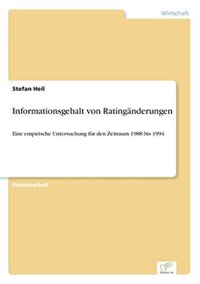 Informationsgehalt von Ratingänderungen: Eine empirische Untersuchung für den Zeitraum 1988 bis 1994