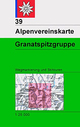 Granatspitzgruppe: Wegmarkierungen und Skitouren - Topographische Karte 1:25.000 (Alpenvereinskarten)