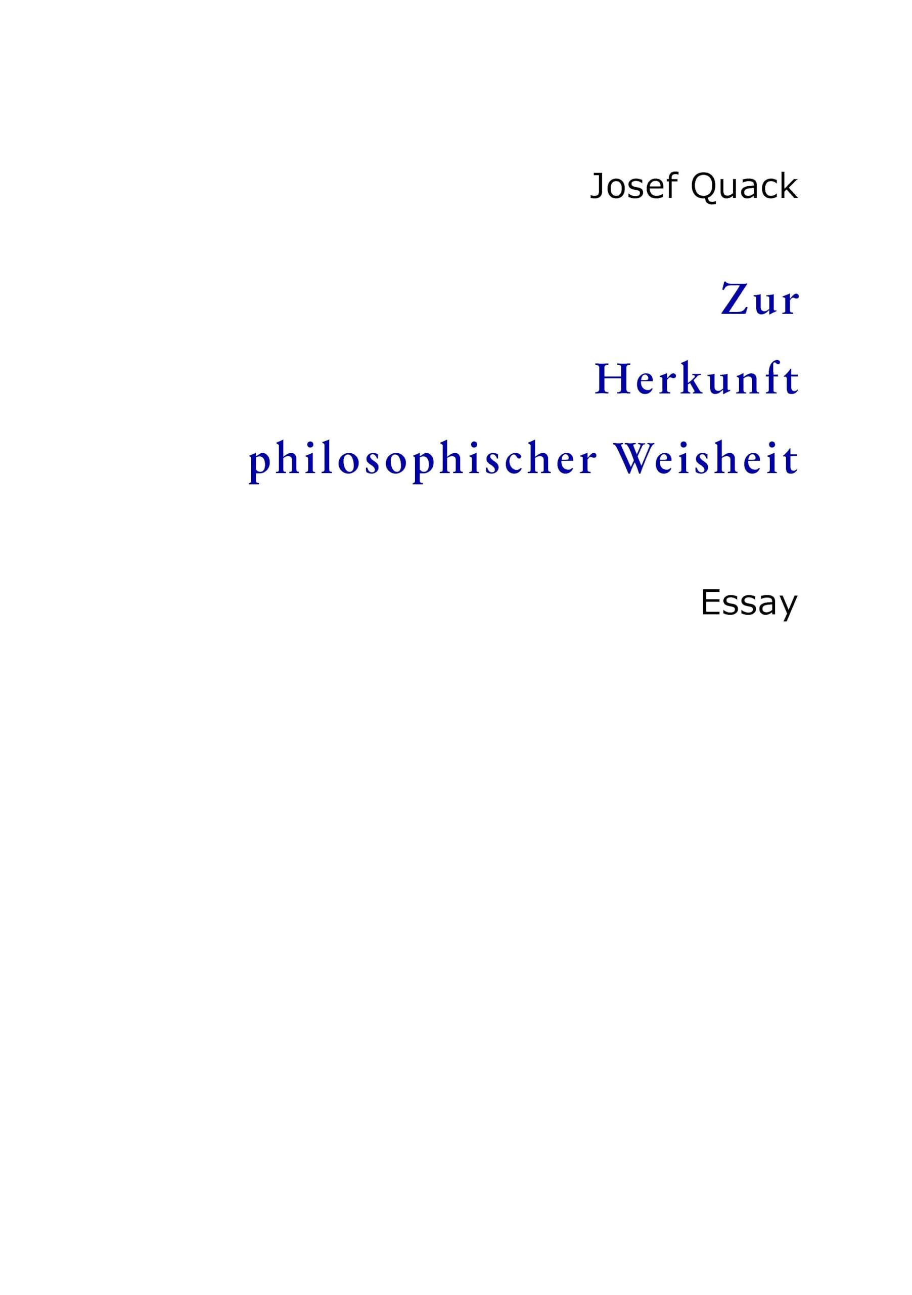 Zur Herkunft philosophischer Weisheit