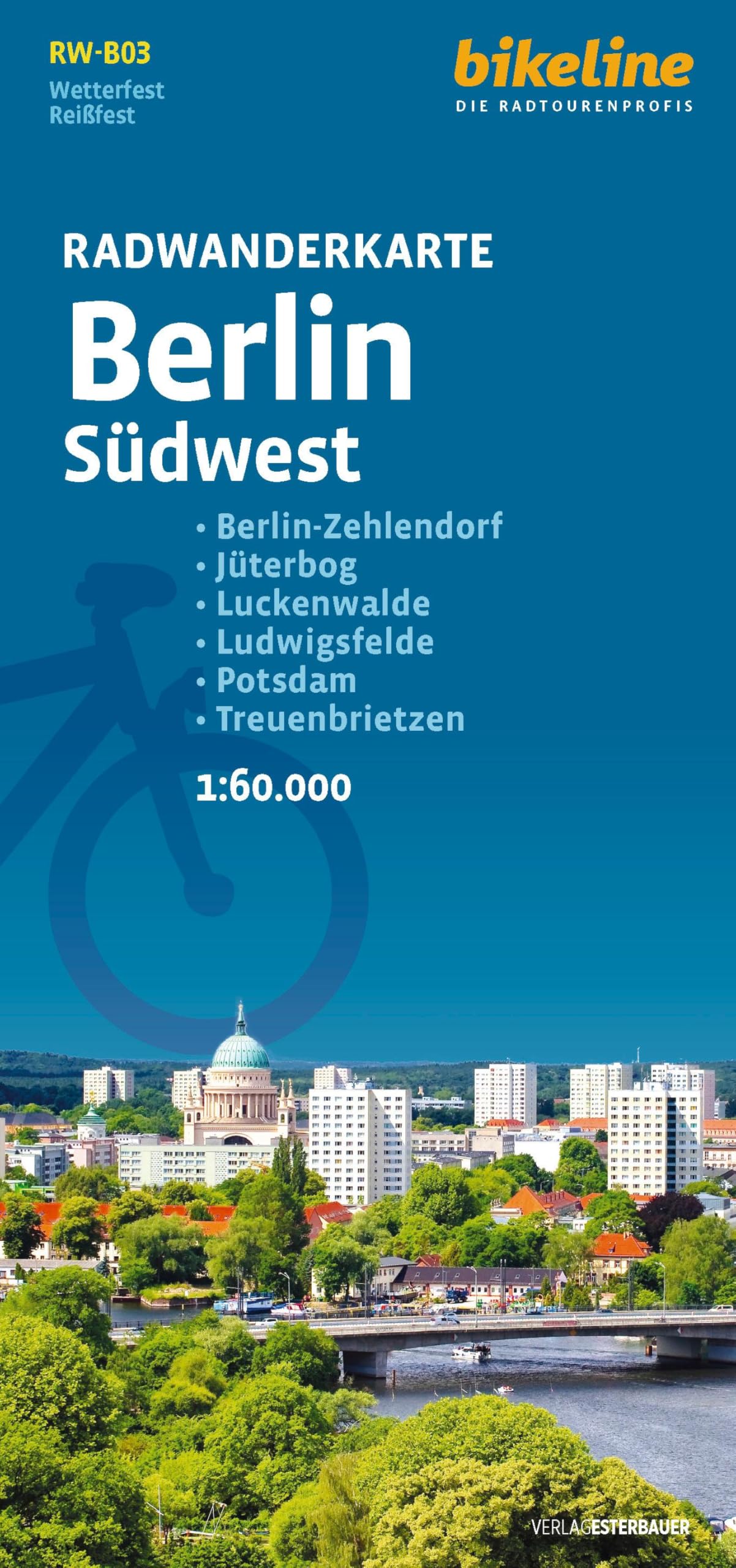 Radwanderkarte Berlin Südwest RW-B03: Berlin-Zehlendorf – Jüterbog – Luckenwalde – Ludwigsfelde – Potsdam – Treuenbrietzen, 1:60.000, ... mit UTM-Netz (bikeline Radwanderkarte)