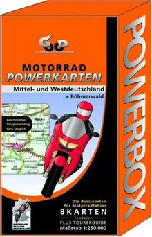 Motorrad Powerkarten.    Mittel- und Westdeutschland plus Böhmerwald, 8 Blätter laminiert