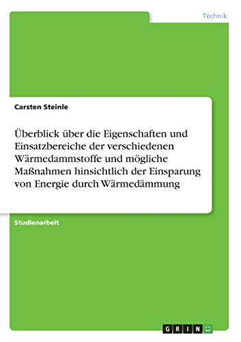 Überblick über die Eigenschaften und Einsatzbereiche der verschiedenen Wärmedammstoffe und mögliche Maßnahmen hinsichtlich der Einsparung von Energie durch Wärmedämmung