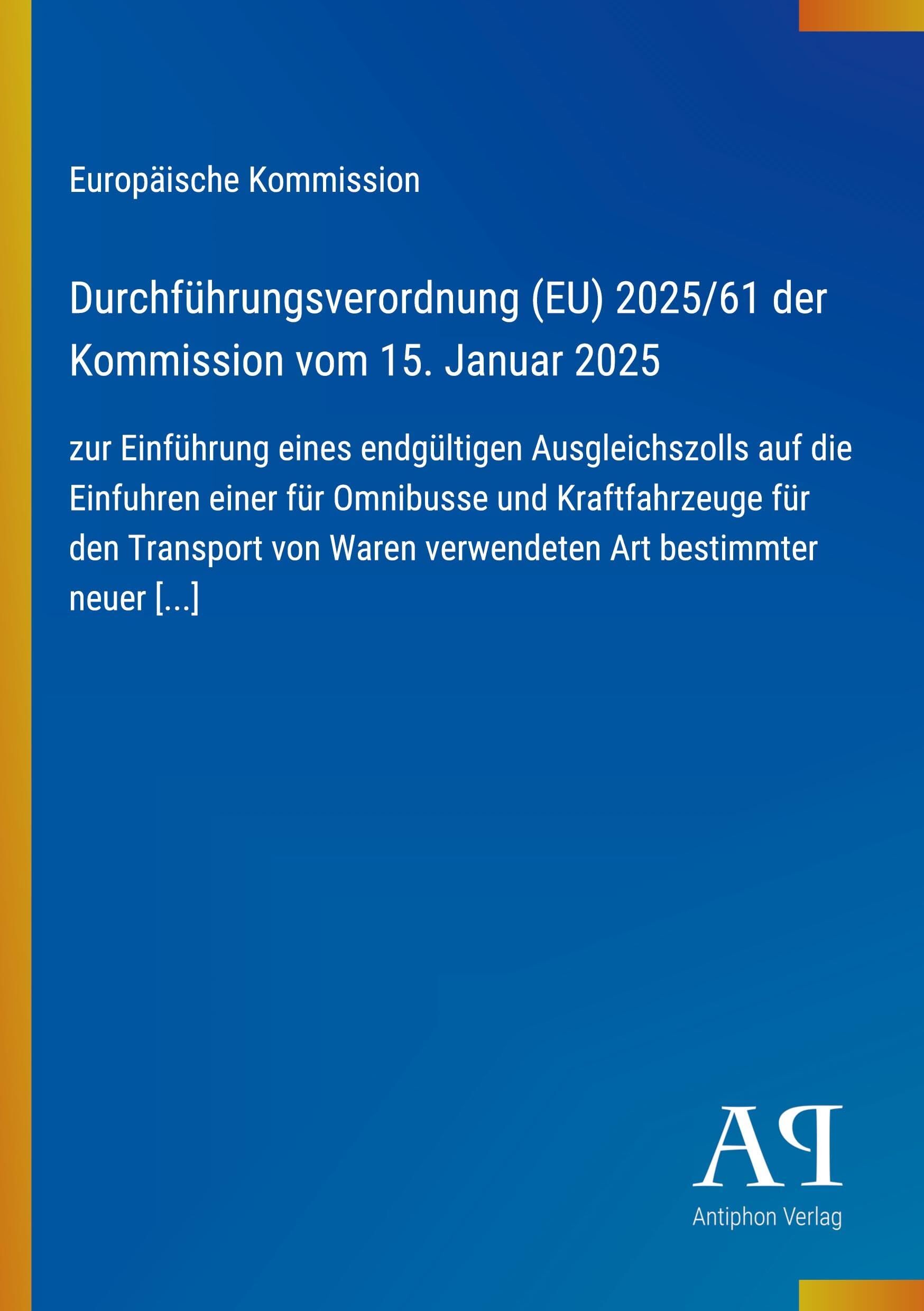 Durchführungsverordnung (EU) 2025/61 der Kommission vom 15. Januar 2025