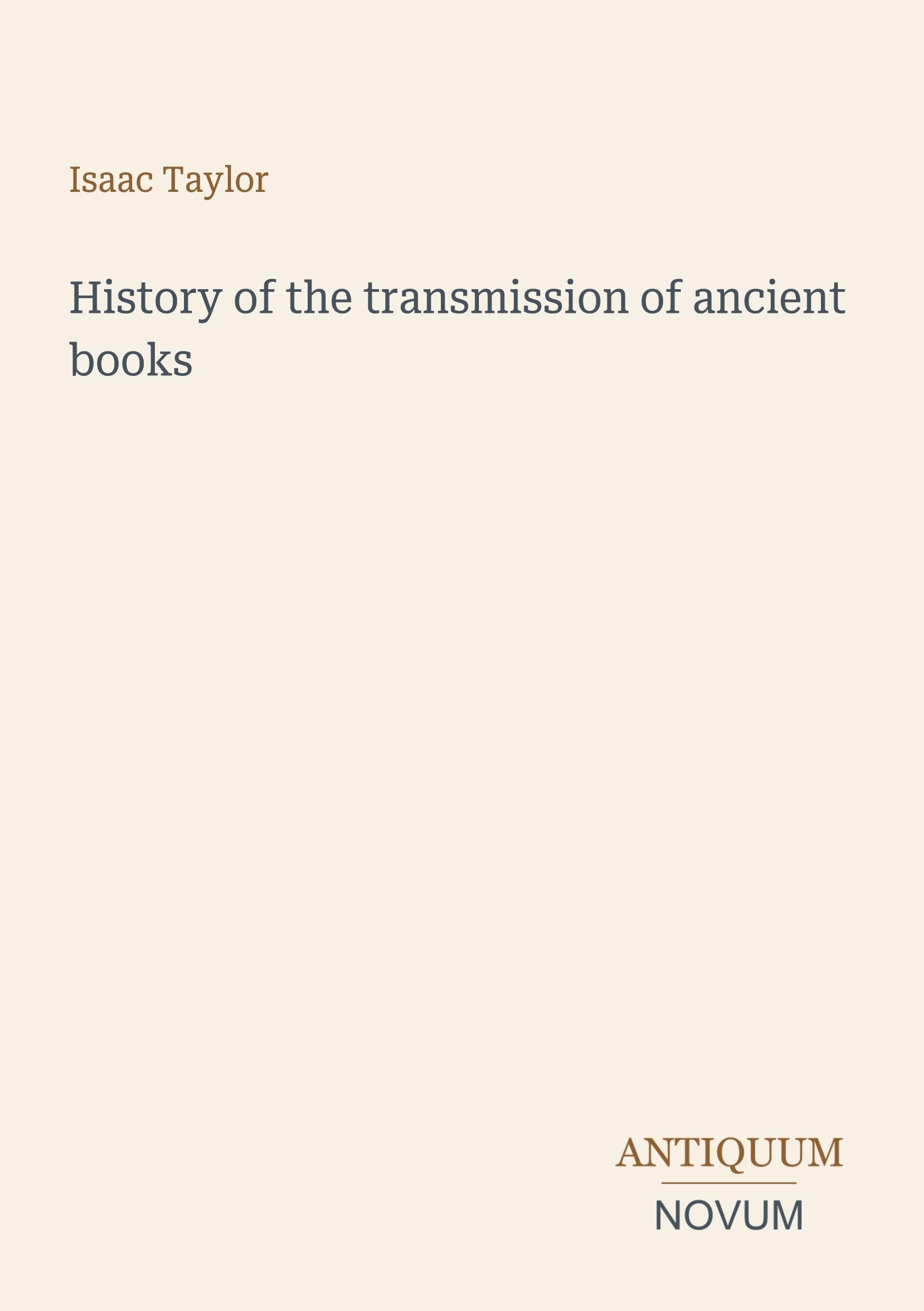 History of the transmission of ancient books