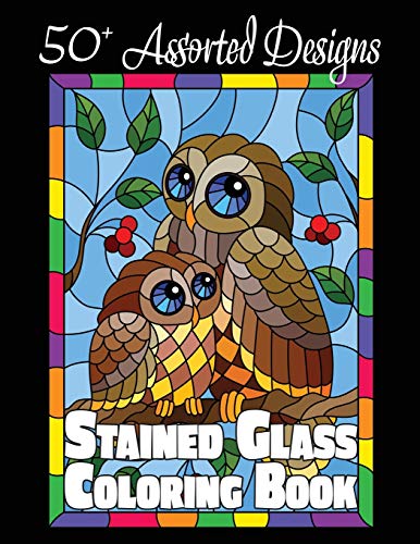 Lasting Happiness Stained Glass Coloring Book, 50+ Assorted Designs