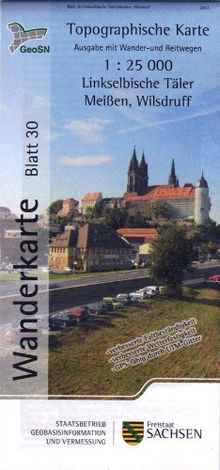 Linkselbische Täler/Meißen, Wilsdruff: Wanderkarte 1:25 000, Ausgabe mit Wander- und Reitwegen (WK25 Blatt 30)