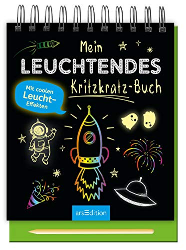Mein leuchtendes Kritzkratz-Buch: Mit coolen Leucht-Effekten | Kreativer Kratzelspaß mit Malideen und Holzstift für Kinder ab 5 Jahren