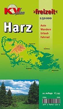 Harz: 1:50.000, Der "ganze" Harz von Goslar bis Sangerhausen und Osterode bis Quedlinburg, Freizeitkarte incl. Rad- und Wanderwegen (KVplan Harz-Region)