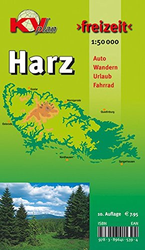 Kommunalverlag Tacken e.K. Harz, 1, 50.000, Der Ganze Harz Von Goslar Bis Sangerhausen Und Osterode Bis Quedlinburg, Freizeitkarte Incl. Rad- Und Wanderwegen (KVplan
