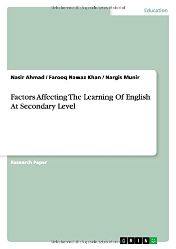 Factors Affecting The Learning Of English At Secondary Level