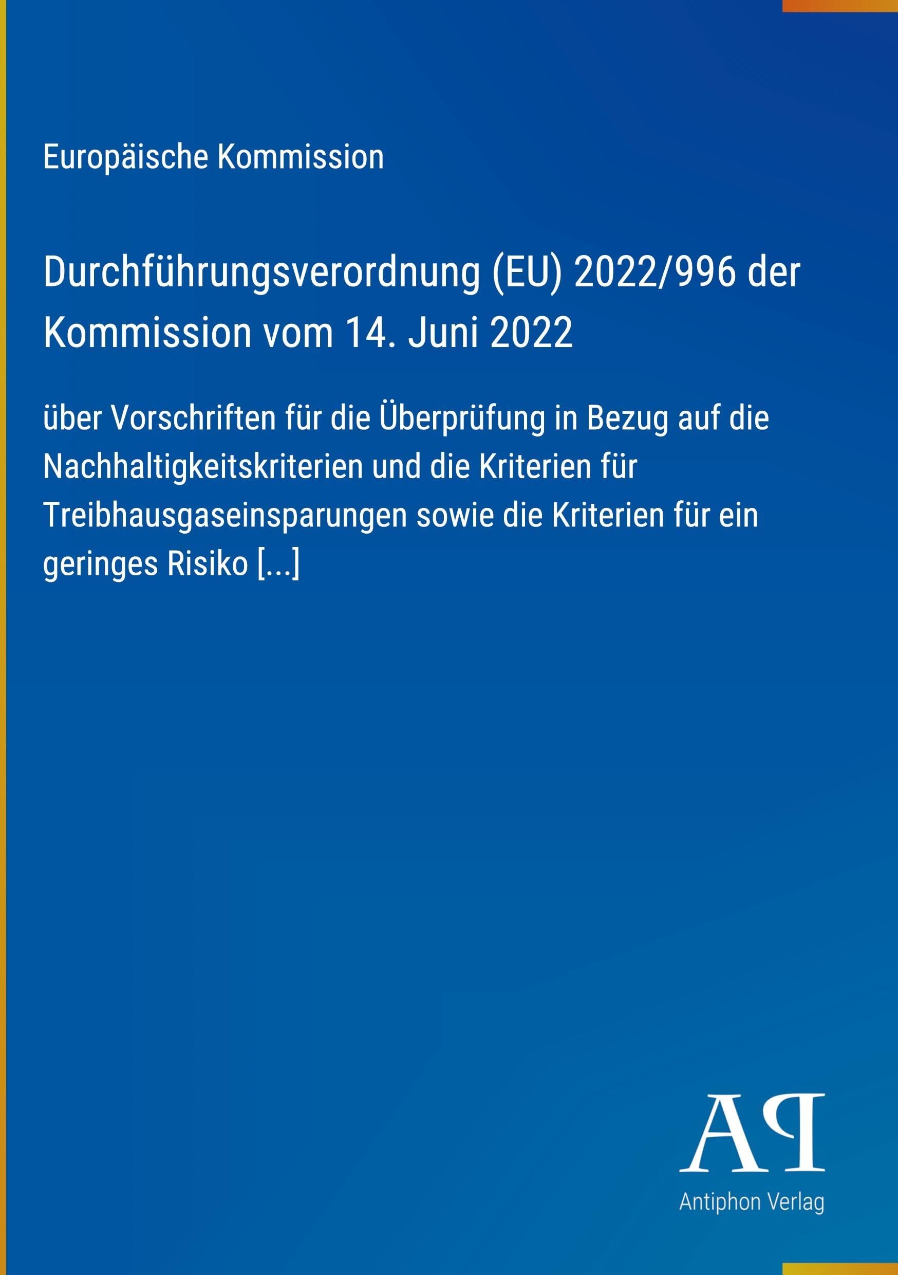 Durchführungsverordnung (EU) 2022/996 der Kommission vom 14. Juni 2022