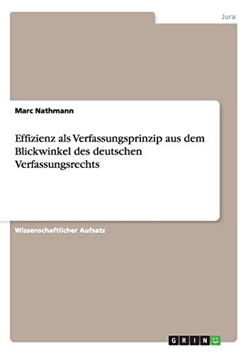 Effizienz als Verfassungsprinzip aus dem Blickwinkel des deutschen Verfassungsrechts