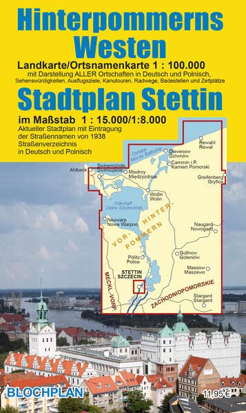 Landkarte Hinterpommerns Westen und Stadtplan Stettin - Dirk Bloch Karte (im Sinne von Landkarte)