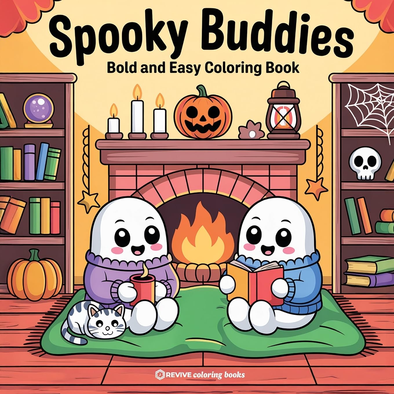 Revive Coloring Books Bold & Easy Spooky Buddies Coloring Book, Fun And Festive Halloween Stress Relief Coloring (Bold & Easy Stress Relief Coloring Books)