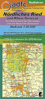 Radwanderkarte - Radfahren - Nördliches Ried und Rhein-Terrasse: Von Kelsterbach bis Gernsheim und von Mainz bis Darmstadt. Mit ... in der Natur beschilderten Radwegen. 1:30000