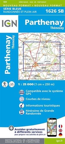 Parthenay - Thenezay 1 : 25 000 Carte Topographique Serie Bleue Itineraires de Randonnee