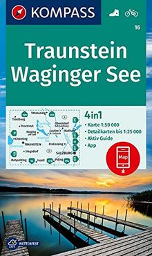 KOMPASS Wanderkarte Traunstein, Waginger See: 4in1 Wanderkarte 1:50000 mit Aktiv Guide und Detailkarten inklusive Karte zur offline Verwendung in der ... (KOMPASS-Wanderkarten, Band 16)