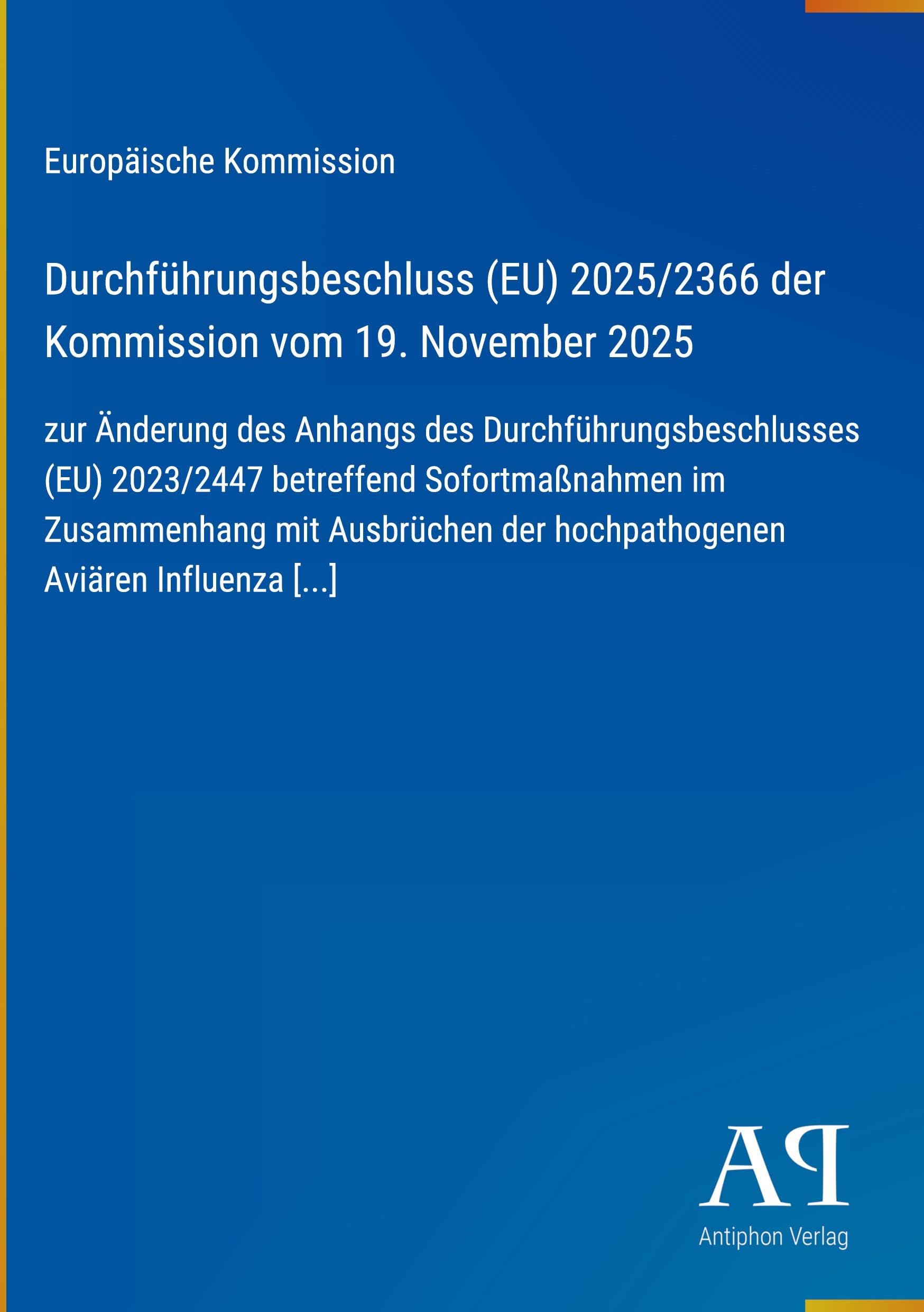 Durchführungsbeschluss (EU) 2025/2366 der Kommission vom 19. November 2025