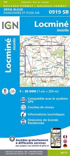 Locmine GPS 1 : 25 000 Carte Topographique Serie Bleue Itineraires de Randonnee
