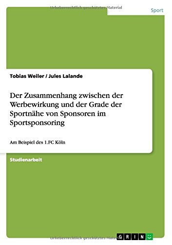 Der Zusammenhang zwischen der Werbewirkung und der Grade der Sportnähe von Sponsoren im Sportsponsoring: Am Beispiel des 1.FC Köln