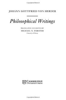 Herder: Philosophical Writings (Cambridge Texts in the History of Philosophy)