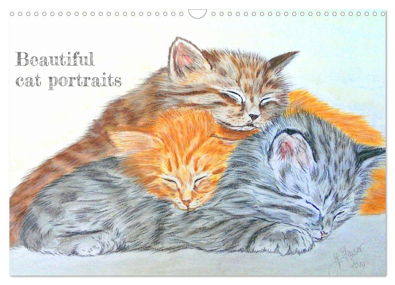 Beautiful cat portraits (Wall Calendar 2026 DIN A3 landscape), CALVENDO 12 Month Wall Calendar: Authentic portrait drawings of cats and kittens